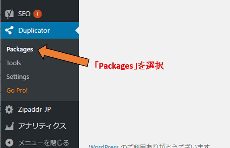 「Packages」を選択